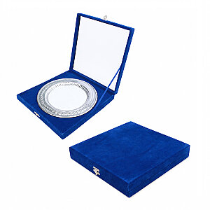 Kadife Kilitli Tabak Kutusu 20 cm - Lacivert