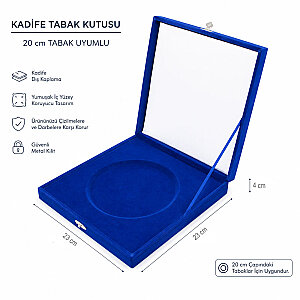 Kadife Kilitli Tabak Kutusu 20 cm - Lacivert (1)