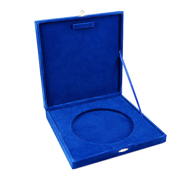  Kilitli Kadife Tabak Kutusu 25 cm  - Lacivert - 1