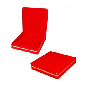 20 cm Kadife Tabak Kutusu - Kırmızı - 4