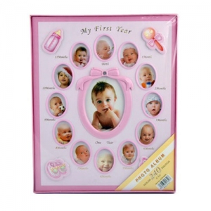 Pembe  240 lık 10x15 cm Bebek Fotoğraf Albümü - 4