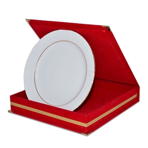 25 cm Kadife Tabak Kutusu - Kırmızı - 4