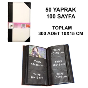- Deri Fotoğraf Albümü 300'lük 10x15 cm Siyah Beyaz (1)  - Deri Fotoğraf Albümü 300'lük 10x15 cm Siyah Beyaz (1)