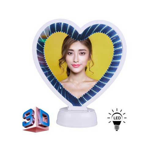 - 3D Led Işıklı Sihirli Aynalı Kalp Fotoğraf Çerçevesi  - 3D Led Işıklı Sihirli Aynalı Kalp Fotoğraf Çerçevesi