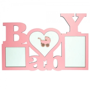  - Ahşap Bebek Çerçevesi (Pembe) (1)