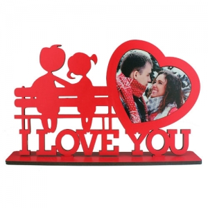 Ahşap I love You Masa Üstü Kırmızı Çerçeve - 3
