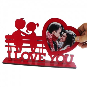 - Ahşap I love You Masa Üstü Kırmızı Çerçeve  - Ahşap I love You Masa Üstü Kırmızı Çerçeve