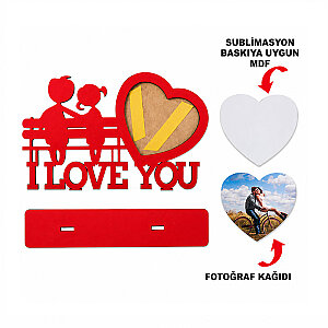 Ahşap I love You Masa Üstü Kırmızı Çerçeve (1)
