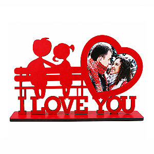 Ahşap I love You Masa Üstü Kırmızı Çerçeve