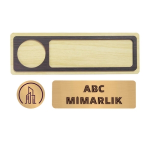 MDF Kapı İsimliği  18.5x6 cm - Sarı Metalli - 3