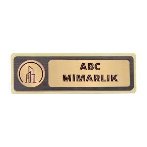 - MDF Kapı İsimliği 18.5x6 cm - Sarı Metalli  - MDF Kapı İsimliği 18.5x6 cm - Sarı Metalli