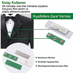 Arkası Yapışkanlı Üçlü Yeşil Yaka Mıknatısı - 3