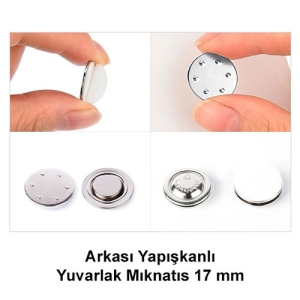  - Arkası Yapışkanlı Yuvarlak Yaka Mıknatısı 17 mm