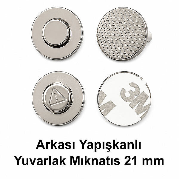 Arkası Yapışkanlı Yuvarlak Yaka Mıknatısı 21 mm - 1