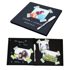 - Beyaz Kalemli Kendin Yap Anı Defteri 24x25 cm  - Beyaz Kalemli Kendin Yap Anı Defteri 24x25 cm