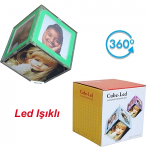 - Bordürlü Dönen Küp Çerçeve 10x10 cm - Işıklı (1)  - Bordürlü Dönen Küp Çerçeve 10x10 cm - Işıklı (1)