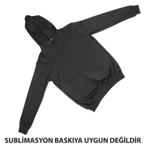 - Siyah Cepli Kapşonlu Pamuk Polyester Unisex Siyah Sweatshirt - Yetişkin  - Siyah Cepli Kapşonlu Pamuk Polyester Unisex Siyah Sweatshirt - Yetişkin