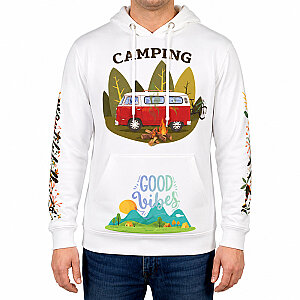 Sublimasyon Cepli Kapşonlu Pamuk Polyester Unisex Sweatshirt - Yetişkin