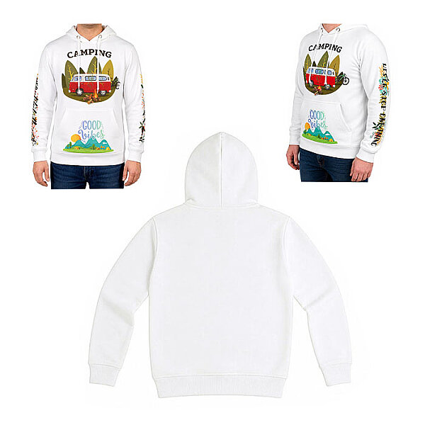 Sublimasyon Cepli Kapşonlu Pamuk Polyester Unisex Sweatshirt - Yetişkin - 2