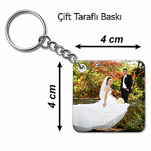 Sublimasyon Kare Metal Anahtarlık 4x4 cm - 3
