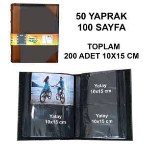 - Deri Fotoğraf Albümü 200'lük 10x15 cm Açık ve Koyu Kahverengi (1)  - Deri Fotoğraf Albümü 200'lük 10x15 cm Açık ve Koyu Kahverengi (1)