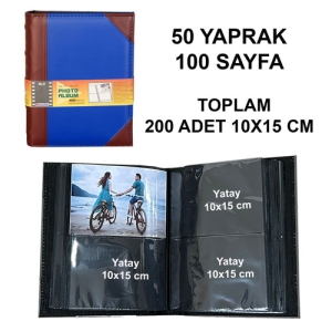 - Deri Fotoğraf Albümü 200'lük 10x15 cm Kahverengi ve Lacivert (1)  - Deri Fotoğraf Albümü 200'lük 10x15 cm Kahverengi ve Lacivert (1)