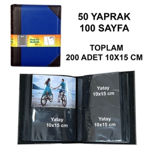 - Deri Fotoğraf Albümü 200'lük 10x15 cm Lacivert Siyah (1)  - Deri Fotoğraf Albümü 200'lük 10x15 cm Lacivert Siyah (1)