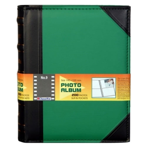 - Deri Fotoğraf Albümü 200'lük 10x15 cm Siyah ve Yeşil  - Deri Fotoğraf Albümü 200'lük 10x15 cm Siyah ve Yeşil