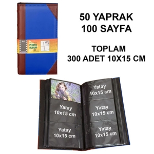 - Deri Fotoğraf Albümü 300' lük 10x15 cm Lacivert Kahverengi (1)  - Deri Fotoğraf Albümü 300' lük 10x15 cm Lacivert Kahverengi (1)