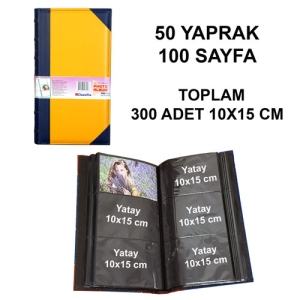 - Deri Fotoğraf Albümü 300'lük 10x15 cm Sarı Lacivert (1)  - Deri Fotoğraf Albümü 300'lük 10x15 cm Sarı Lacivert (1)