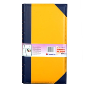 - Deri Fotoğraf Albümü 300'lük 10x15 cm Sarı Lacivert  - Deri Fotoğraf Albümü 300'lük 10x15 cm Sarı Lacivert