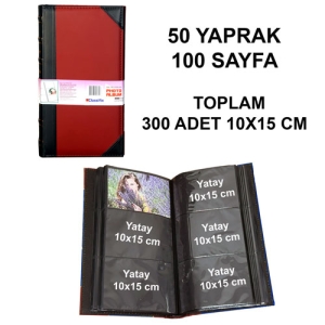 - Deri Fotoğraf Albümü 300'lük 10x15 cm Siyah Bordo (1)  - Deri Fotoğraf Albümü 300'lük 10x15 cm Siyah Bordo (1)