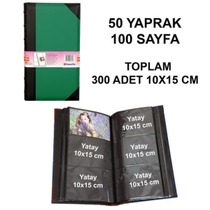 - Deri Fotoğraf Albümü 300'lük 10x15 cm Siyah Yeşil (1)  - Deri Fotoğraf Albümü 300'lük 10x15 cm Siyah Yeşil (1)