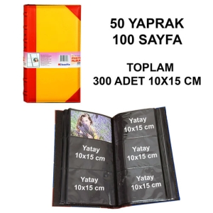 - Deri Fotoğraf Albümü 300′lük 10x15 cm Sarı Kırmızı (1)  - Deri Fotoğraf Albümü 300′lük 10x15 cm Sarı Kırmızı (1)