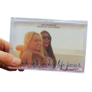  - Dikdörtgen 10x15 cm Kar Küresi - Mor Simli