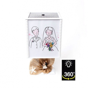  - Dönen Ledli Abajur Çerçeve (İnci-Gelin Damat)