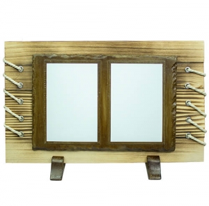 - Ahşaplı Çift Metalli Taş 24x40 cm Kahverengi (1)  - Ahşaplı Çift Metalli Taş 24x40 cm Kahverengi (1)