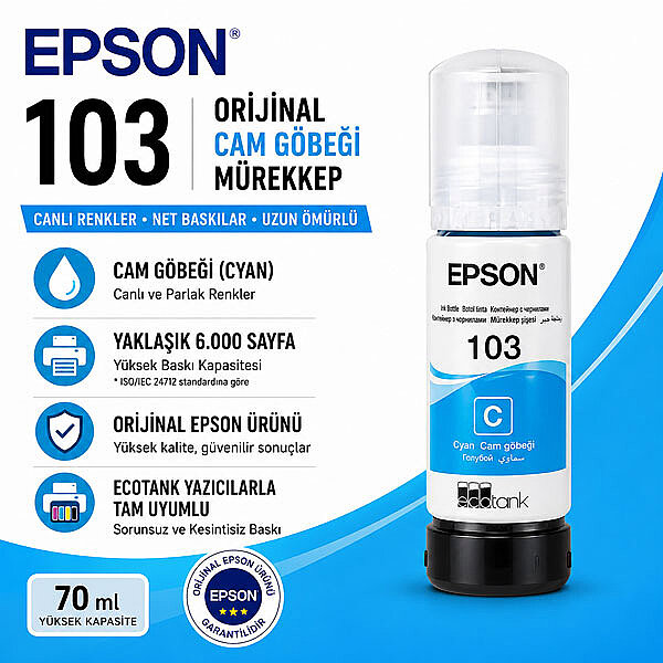 EPSON 103 Orijinal Mavi Mürekkep - 2