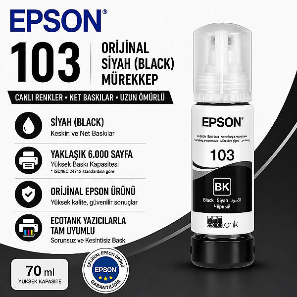 EPSON 103 Orijinal Siyah Mürekkep - 2