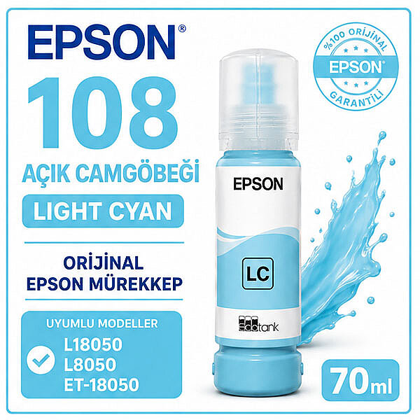 EPSON 108 Orijinal Açık Mavi Mürekkep 70 ml - 2