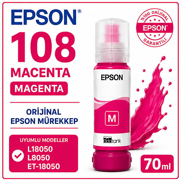 EPSON 108 Orijinal Kırmızı Mürekkep 70 ml - 2