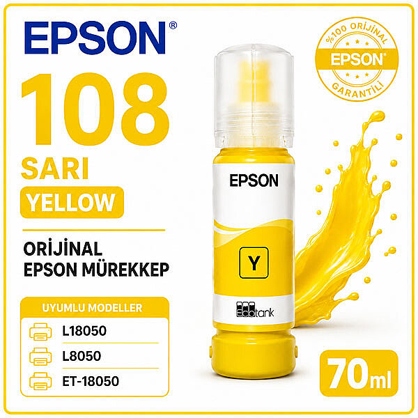 EPSON 108 Orijinal Sarı Mürekkep 70 ml - 2