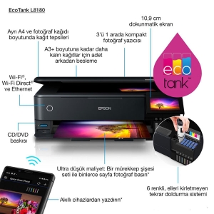 Epson - EPSON Ecotank L8180 A3+ Fotoğraf Yazıcısı (1) Epson - EPSON Ecotank L8180 A3+ Fotoğraf Yazıcısı (1)