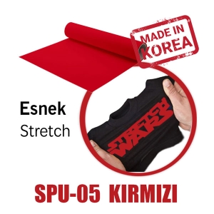 Esnek (Stretch) Kırmızı PU Tekstil Transfer Folyosu - 51 cm x 1 metre (1)