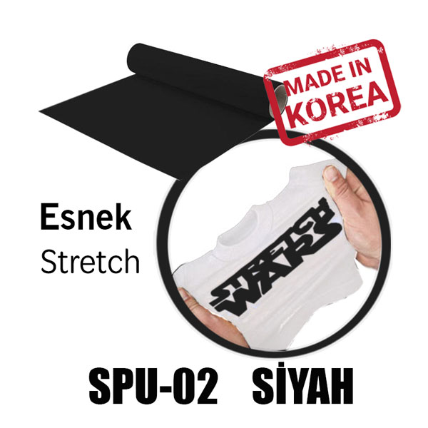 Esnek (Stretch) Siyah PU Tekstil Transfer Folyosu - 51 cm x 1 metre - 2