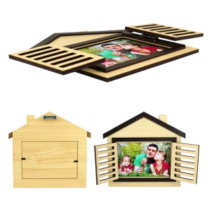  - Ev Tasarımlı Ahşap Fotoğraf Çerçevesi - Kahverengi