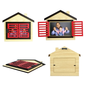  - Ev Tasarımlı Ahşap Fotoğraf Çerçevesi - Kırmızı (1)