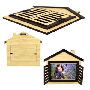  - Ev Tasarımlı Ahşap Fotoğraf Çerçevesi -Krem