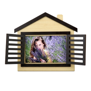  - Ev Tasarımlı Ahşap Fotoğraf Çerçevesi -Krem (1)