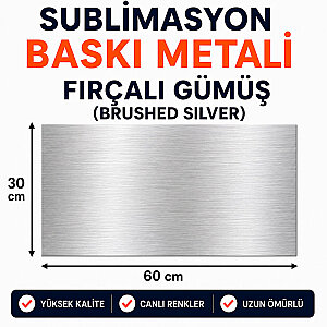 Sublimasyon Fırçalı Gümüş Metal 30x60 cm - 0,45 mm (1)